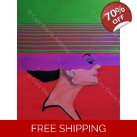 Lady in green hat abstract portra..