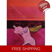 Lady in red hat abstract portrait..