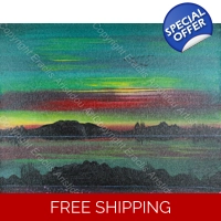 Night Sky Sunset Green red 335