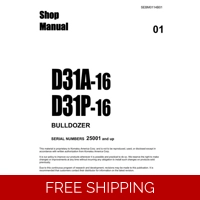 KOMATSU D31A-16 , D31P-16 S.N 25001-UP WORKSHOP MANUAL