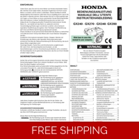 HONDA GX SERIES -GX340 OWNERS SERVICE MANUAL