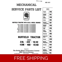 NUFFIELD 3DL 342 10/42 4DM 460 10/60 TRACTOR PARTS MANUAL