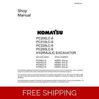 KOMATSU PC 200 200LC 210 220 250 SERIES WORKSHOP MANUAL SET OF 2 MANUALS