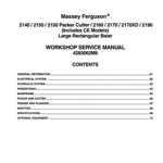 MASSEY FERGUSON BALER 2140 2150 2160 2170 2190 DEALERS WORKSHOP MANUAL