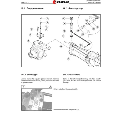 CARRARO FRONT AXLE AGROTRON ALL MODELS FULL SET WORKSHOP MANUAL