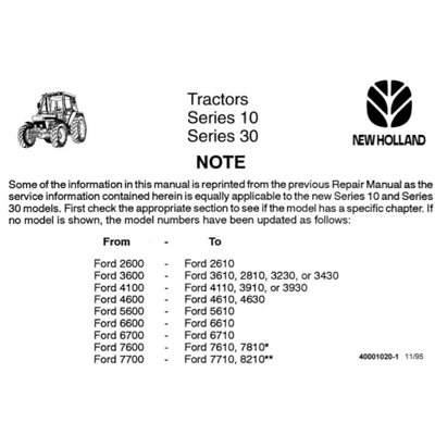 FORD NEW HOLLAND SERIES 10 & SERIES 30 (2610-8210) TRACTORS SERVICE REPAIR MANUAL FORD NEW HOLLAND SERIES 10 & SERIES 30 (2610-8210) TRACTORS SERVICE REPAIR MANUAL