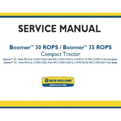 NEW HOLLAND BOOMER 30 ROPS , BOOMER 35 ROPS COMPACT TRACTOR SERVICE REPAIR MANUAL