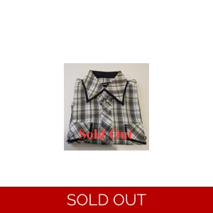 Men's long sleeves green stripped shirt with long down collar, XXL.