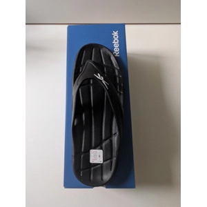 Reebok Black Sandals with Textured Sole and Y-Strap