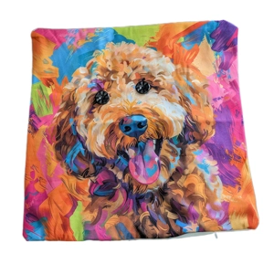 Handmade & Embroidered cute Doggy Printed Cushion Cover, 40x40CM