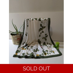 Rose Print, Long scarf, handmade & hand embroidered by the seller. 180x85CM