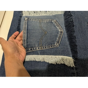 Cushion Cover Denim, handmade with pocket and tussle to th..