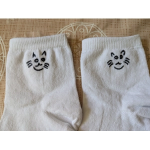 Hand Embroidered Socks/stockings with cute pussy face, Siz..