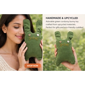 Handmade Upcycled Bunny Toy   Soft, unique, and full of character — this adorable bunny is loving
