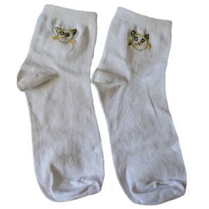 Hand Cat Embroidered socks, size 3, unique, only one pair ..