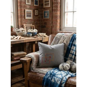 Hand-Embroidered Chain Stitch Cushion Cover (40x40cm) | Blend of Polyester & Jut Fabrics