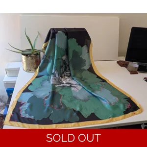 Hand-Embroidered Lotus Flower Scarf.