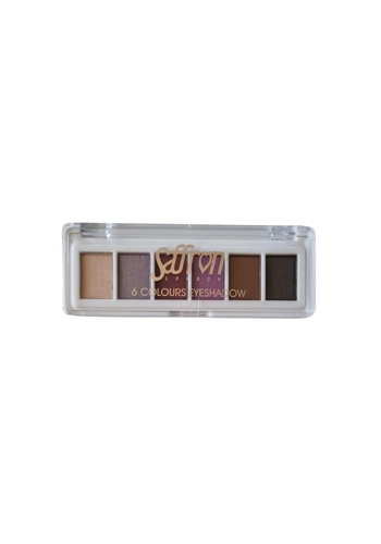 Saffron 6 Colours Eyeshadow Palette - 04 Lilac Burgundy Grey