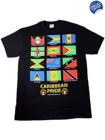 Caribbean Pride Flags of the  Caribbean T -Shirt -Black Medium