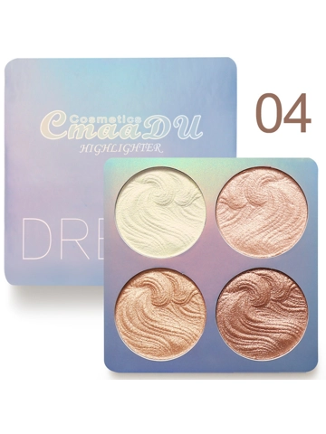 CmaaDu 4 Colours Baked Powder Bronzing & Highlighter Palette