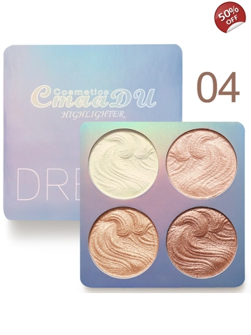 CmaaDu 4 Colours Baked Powder Bronzing & Highlighter Palette