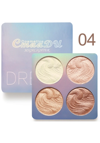 CmaaDu 4 Colours Baked Powder Bronzing & Highlighter Palette