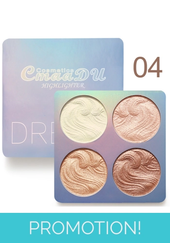 CmaaDu 4 Colours Baked Powder Bronzing & Highlighter Palette