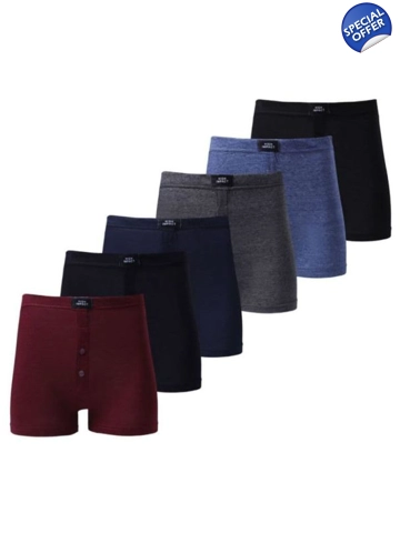 Men's Plain Cotton Blend Boxers (3 Pack) High Impact - Large