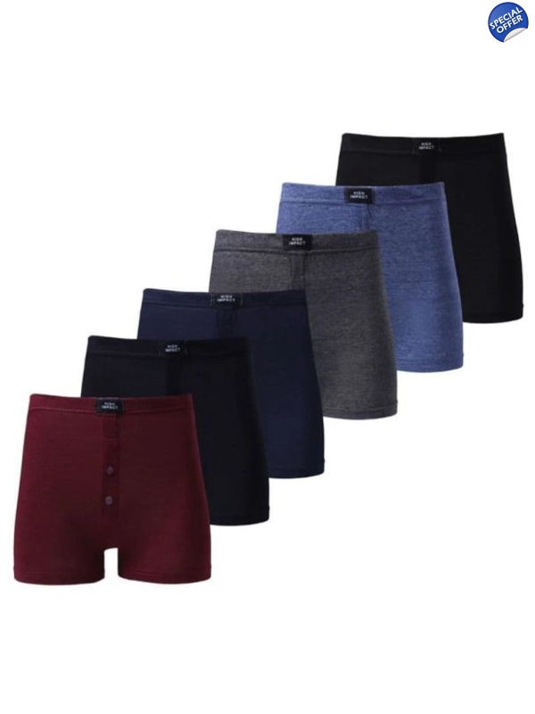 Men's Plain Cotton Blend Boxers (3 Pack) High Impact -Small