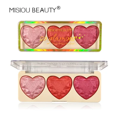 Misiou Beauty 3 Colours Heart and Blusher Palette - B01