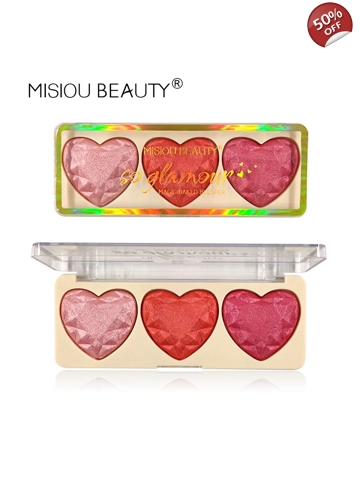 Misiou Beauty 3 Colours Heart and Blusher Palette - B01