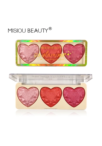 Misiou Beauty 3 Colours Heart and Blusher Palette - B01