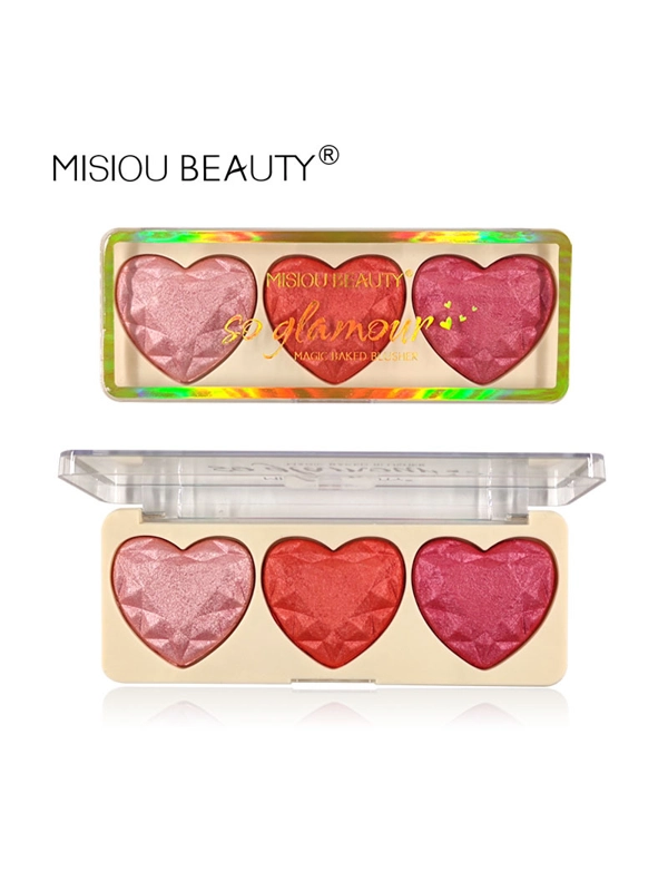 Misiou Beauty 3 Colours Heart and Blusher Palette - B01