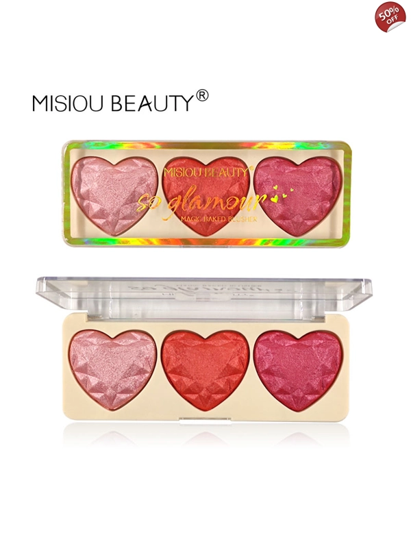 Misiou Beauty 3 Colours Heart and Blusher Palette - B01