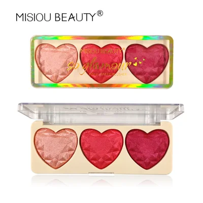 Misiou Beauty 3 Colours Heart Highlighter and Blusher Palette - B02