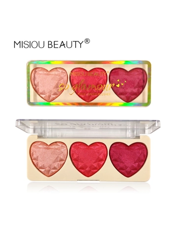 Misiou Beauty 3 Colours Heart Highlighter and Blusher Palette - B02