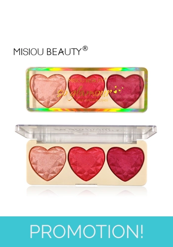 Misiou Beauty 3 Colours Heart Highlighter and Blusher Palette - B02