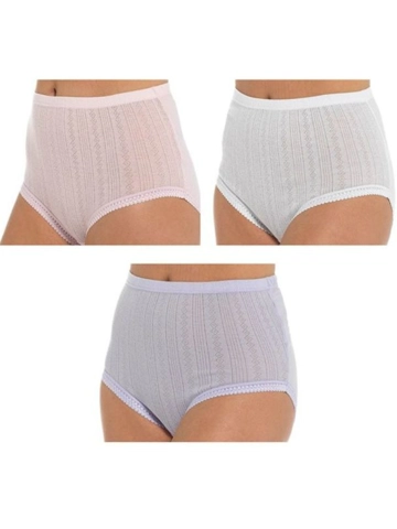 Ladies Pastel Pointelle Full Briefs (Pack of 3) - Size 24-26