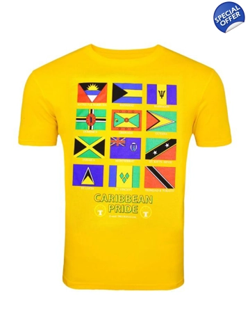 Caribbean Pride Flags of the  Caribbean T -Shirt -Yellow Medium