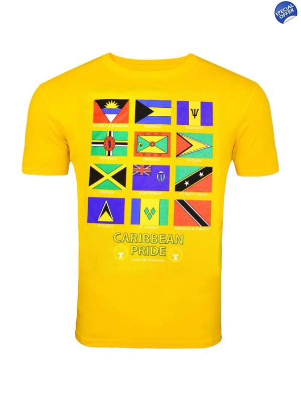 Caribbean Pride Flags of the  Caribbean T -Shirt -Yellow X Large