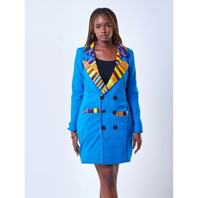 Athena Coat Dress - Blue