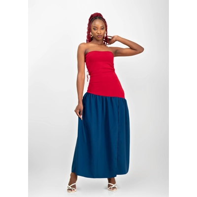 Antares Dress - Maroon/Sapphire Blue