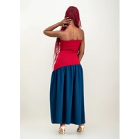 Antares Dress - Maroon/Sapphire Blue