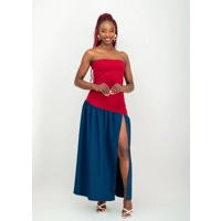 Antares Dress - Maroon/Sapphire Blue