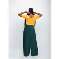 Elara Pant Set - Green & Mustard