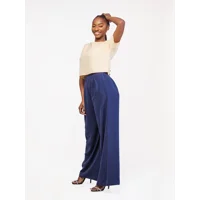 Elara Pant Set - Beige/Navy Blue