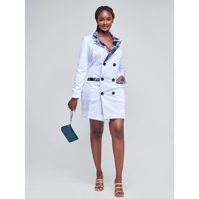 Athena Coat Dress - White