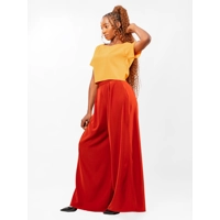 Elara Pant Set - Mustard & Brown