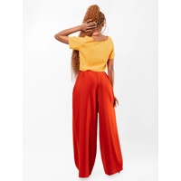 Elara Pant Set - Mustard & Brown