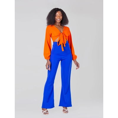 Andeska Pant Set - Orange/Royal Blue